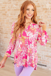 Lizzy Top in Hot Pink and Bubblegum Pink Ditsy Floral