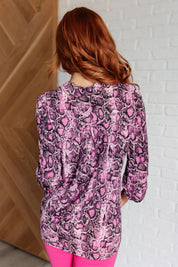 Lizzy Dear Scarlett Top in Magenta Abstract Animal Print