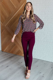 Lizzy Dear Scarlett Top in Magenta and Black Chevron