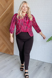 Lizzy Dear Scarlett Top in Magenta and Red Strokes