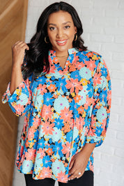 Lizzy Dear Scarlett Top in Royal and Jade Floral