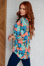 Lizzy Dear Scarlett Top in Royal and Jade Floral