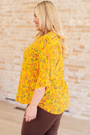 Lizzy Top in Yellow and Navy Paisley