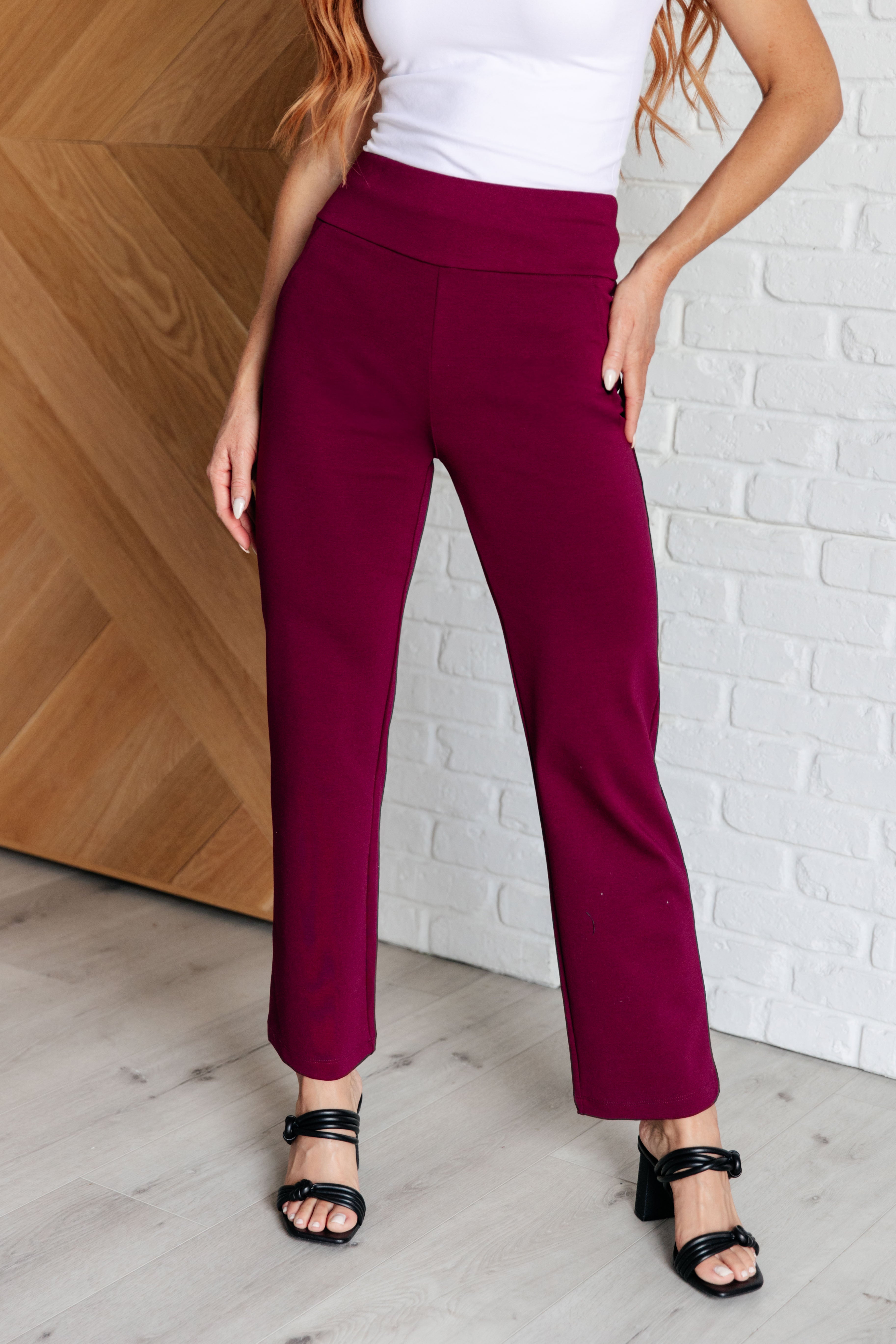 Dear Scarlett Magic Straight Pants in Wine