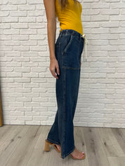 High Rise Drawstring Wide Leg Judy Blue Jeans