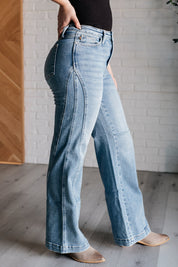 High Rise Side Seam Detail Wide Leg Judy Blue Jeans