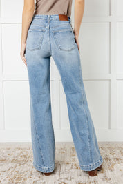 High Rise Side Seam Detail Wide Leg Judy Blue Jeans