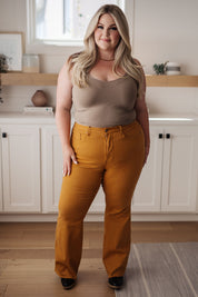 High Rise Tummy Control Flare Judy Blue Jeans in Marigold