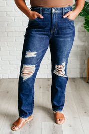 High Rise Rigid Magic Distressed Straight Judy Blue Jeans