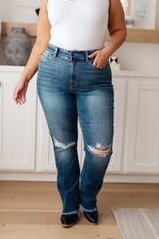 High Rise Distressed Straight Judy Blue Jeans