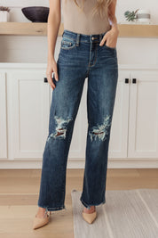 High Rise 90's Straight Judy Blue Jeans in Dark Wash
