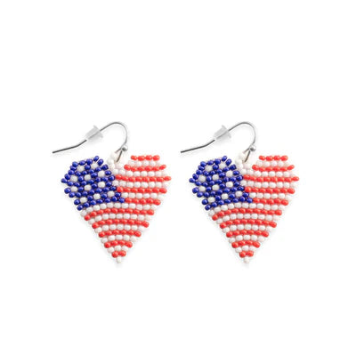 Myra | Flag Heart Beaded Earrings