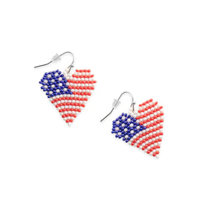 Myra | Flag Heart Beaded Earrings