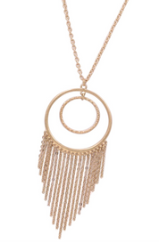 Metal Ring Tassel Pendant  Long  Necklace *Final Sale*