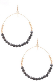 Stone & Metal Bead Hoop Drop Earrings *Final Sale*