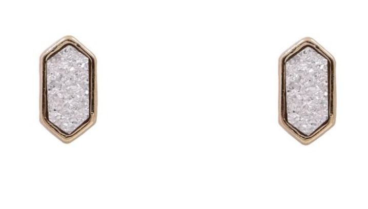Faux Druzy Stone Hexagon Stud Earrings *Final Sale*
