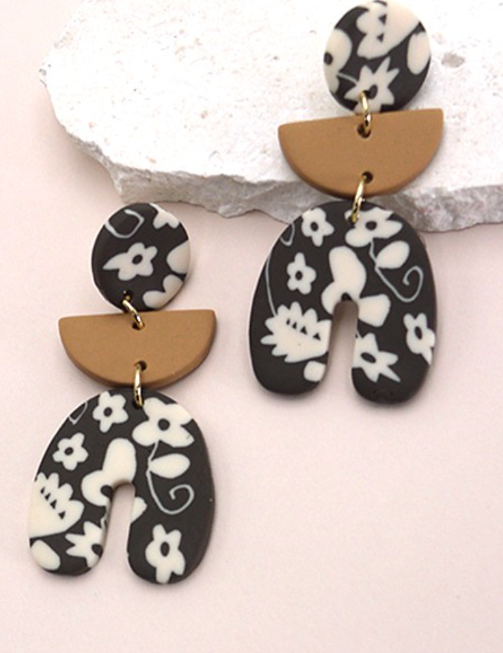 Handmade Flower Clay Drop Earrings *Final Sale*