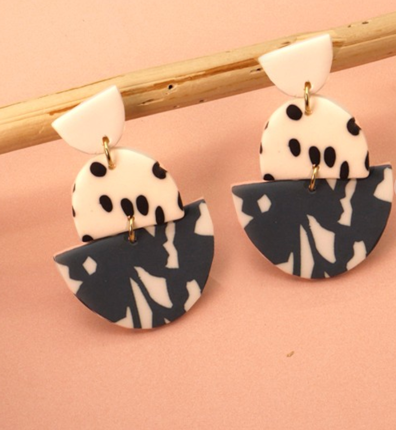 Handmade Print Clay Drop Earrings *Final Sale*