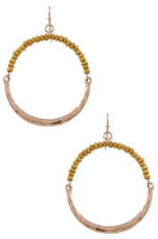 Wood Bead Metal Hoop Earrings *Final Sale*