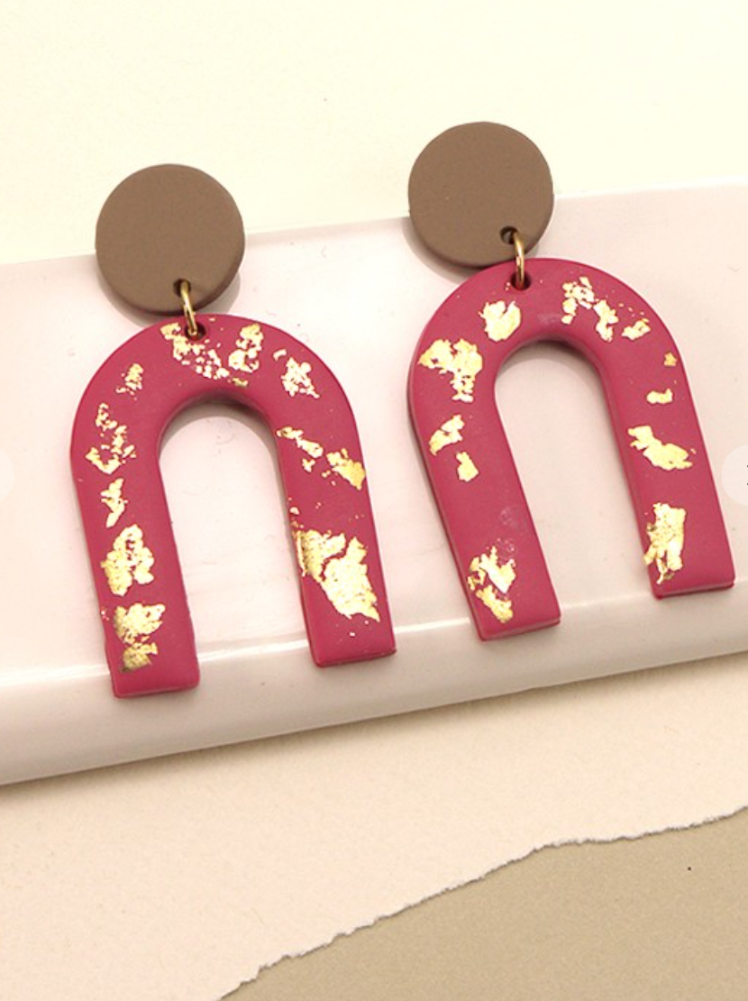 Clay Gold Foil U Shape Earrings *Final Sale*