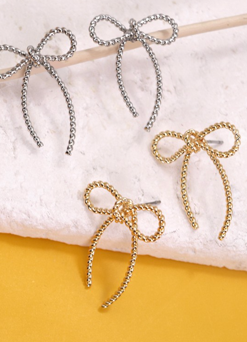 Rope Bow Stud Earrings *Final Sale*