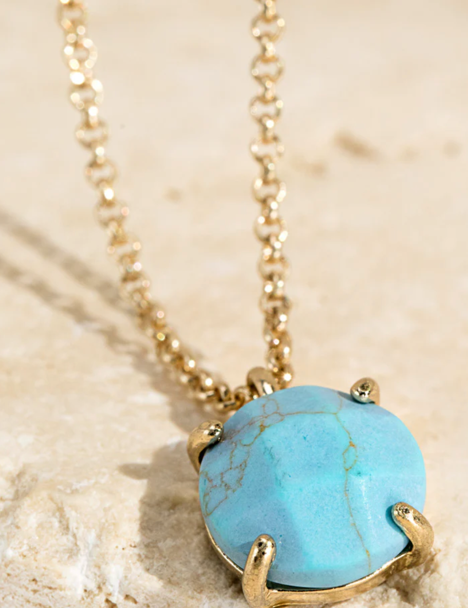 Round Stone Pendant Necklace *FINAL SALE*