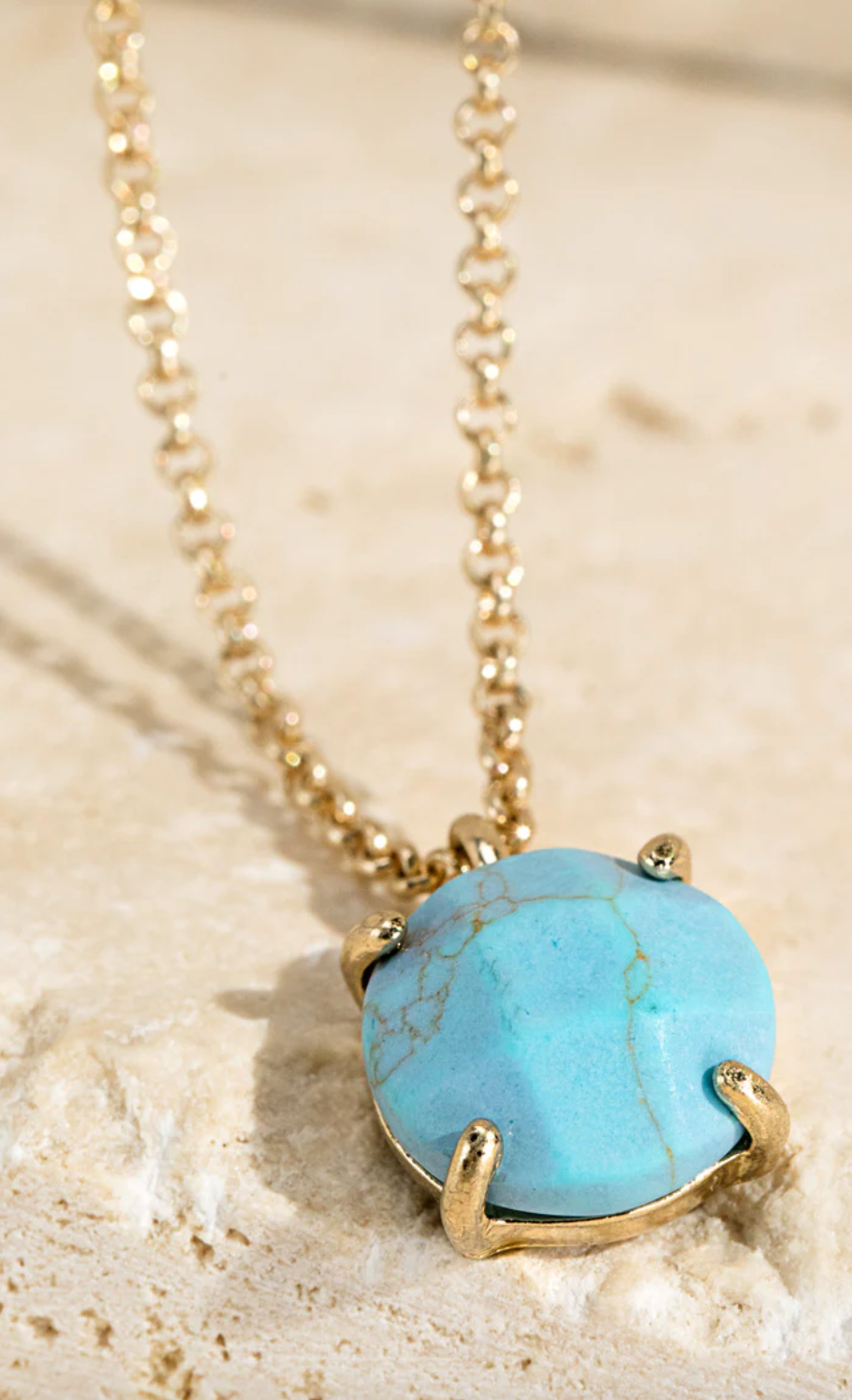 Round Stone Pendant Necklace *FINAL SALE*