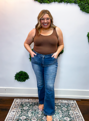 Mid Rise Clean Hem Bootcut Jeans by YMI in Medium Wash