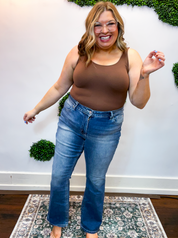 Mid Rise Clean Hem Bootcut Jeans by YMI in Medium Wash