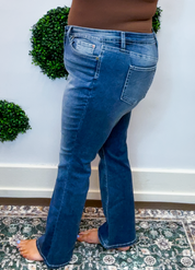 Mid Rise Clean Hem Bootcut Jeans by YMI in Medium Wash