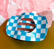 Checkered Jumbo Lay Flat Oval Hair Claw Clip