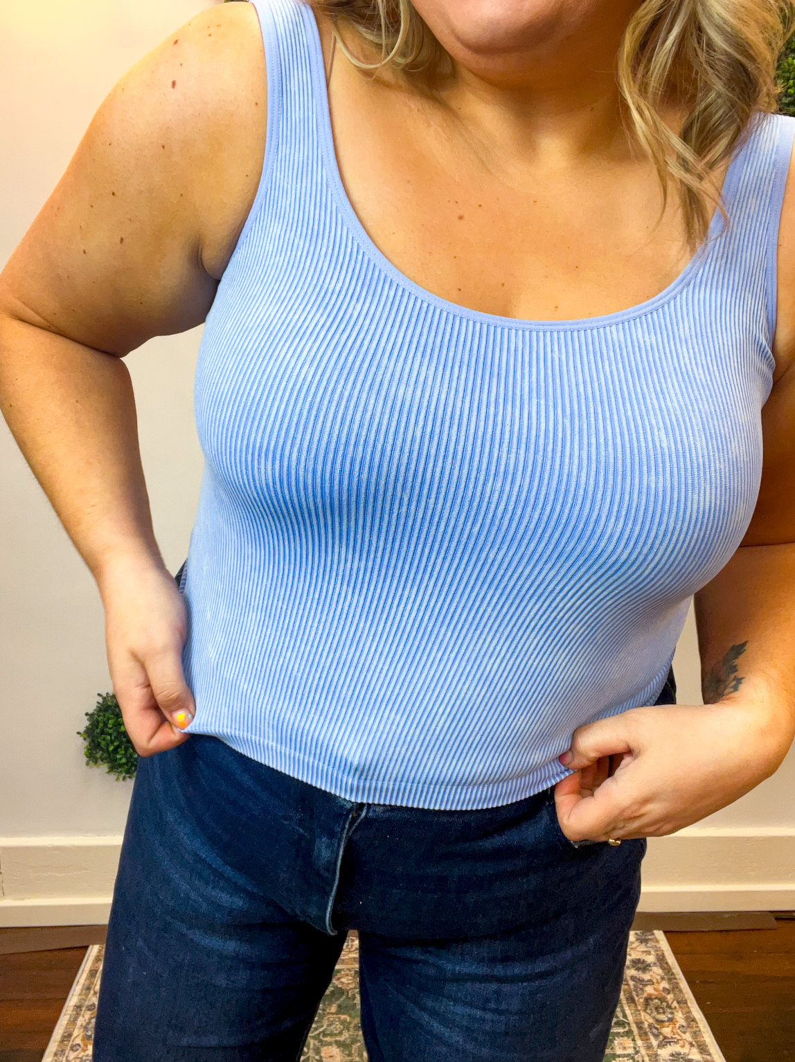 Well Defined Seamless Tank in Sky Blue