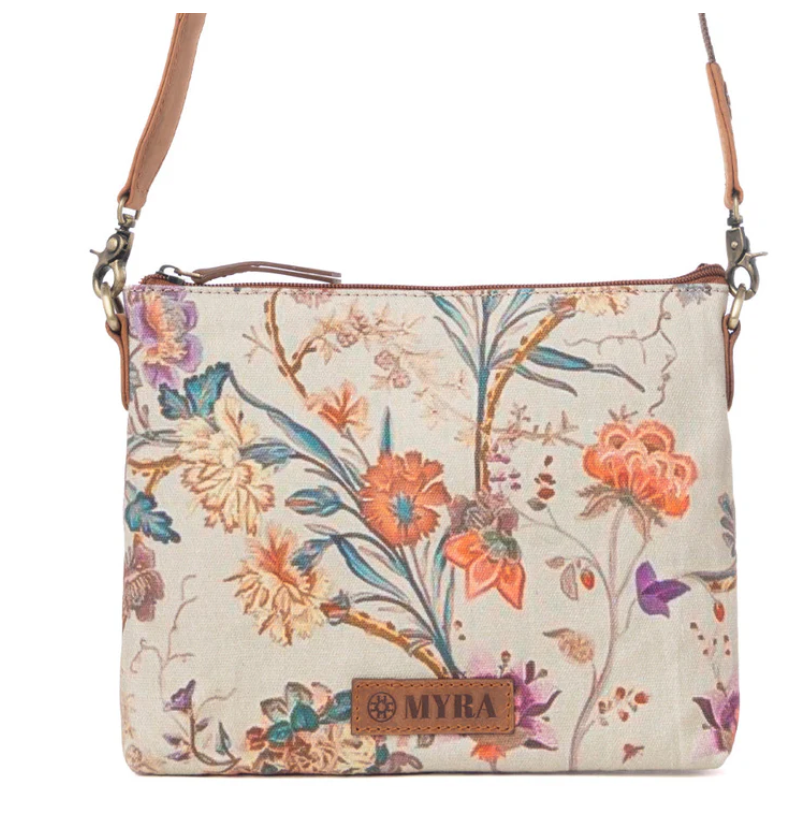 Myra | Wildflower Trail Cotton & Leather Crossbody Bag in Sunlit Bloom *FINAL SALE*