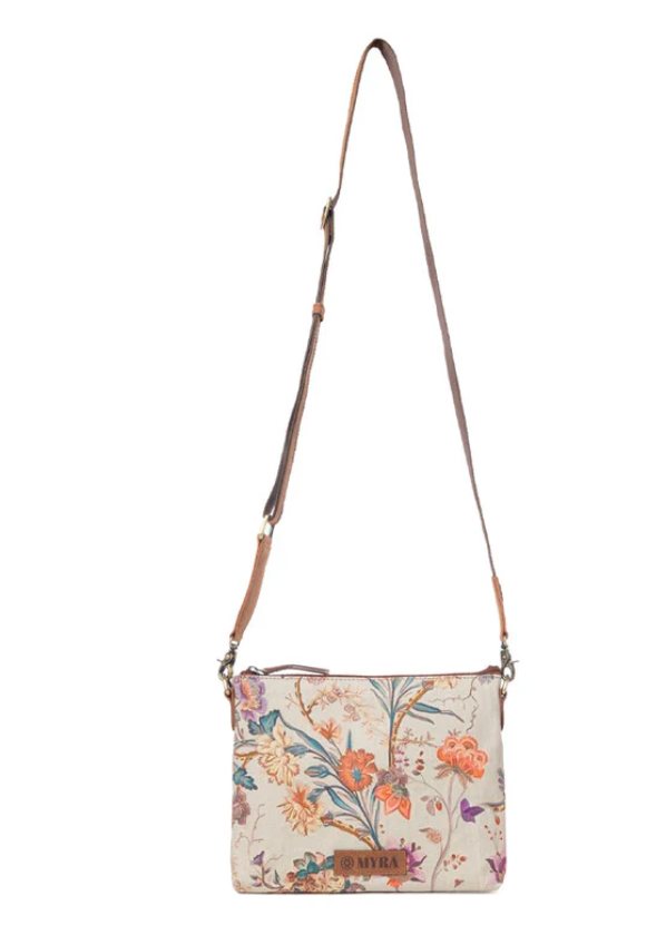Myra | Wildflower Trail Cotton & Leather Crossbody Bag in Sunlit Bloom *FINAL SALE*