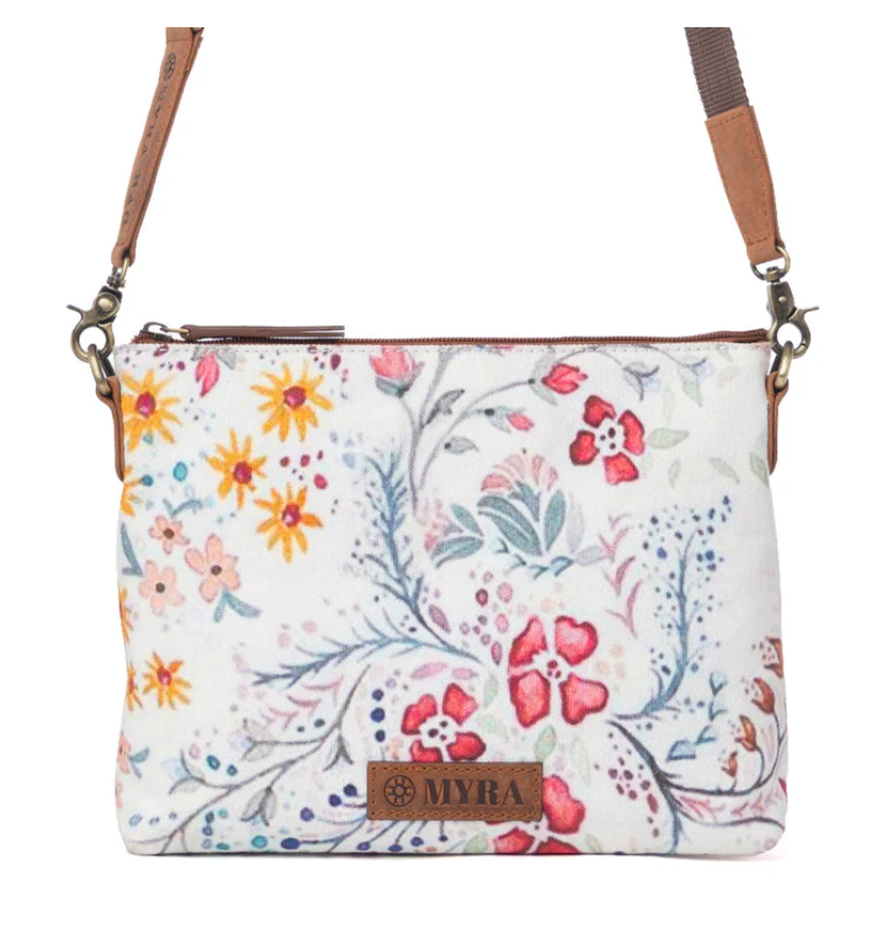 Myra | Wildflower Trail Cotton & Leather Crossbody Bag in Spring Sand *FINAL SALE*