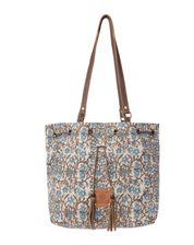 Myra | Southern Bloom Cotton & Leather Bucket Bag in Oasis Cream *FINAL SALE*