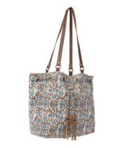 Myra | Southern Bloom Cotton & Leather Bucket Bag in Oasis Cream *FINAL SALE*