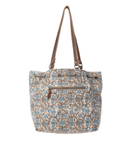 Myra | Southern Bloom Cotton & Leather Bucket Bag in Oasis Cream *FINAL SALE*