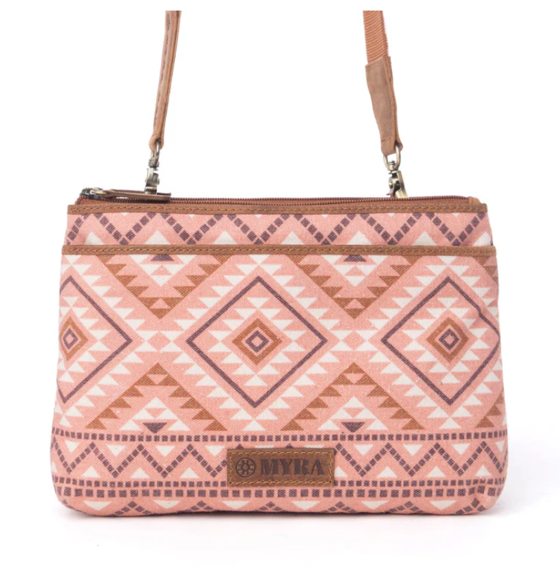 Myra | Tribal Hollow Cotton & Leather Crossbody Bag in Terra Cider  *FINAL SALE*