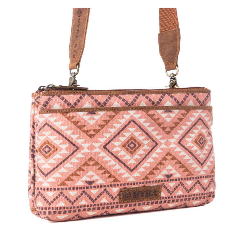 Myra | Tribal Hollow Cotton & Leather Crossbody Bag in Terra Cider  *FINAL SALE*