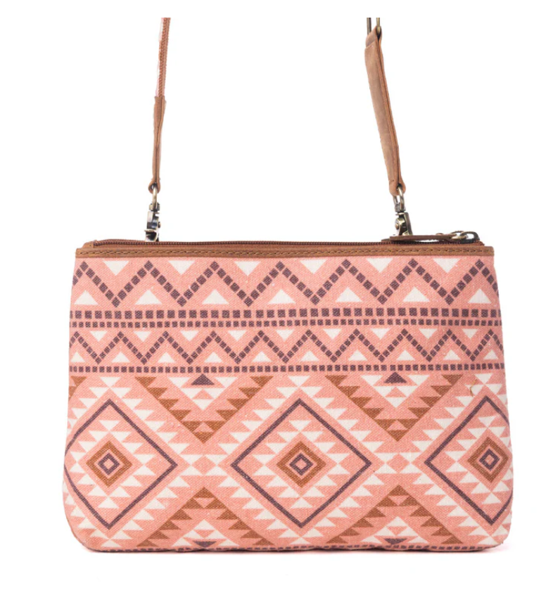 Myra | Tribal Hollow Cotton & Leather Crossbody Bag in Terra Cider  *FINAL SALE*