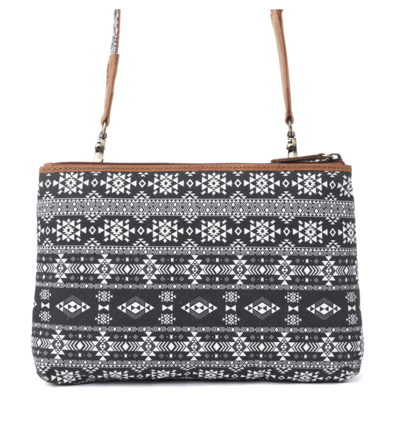 Myra | Tribal Hollow Cotton & Leather Crossbody Bag in Midnight Onyx  *FINAL SALE*