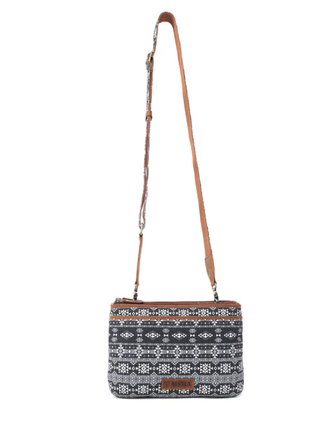 Myra | Tribal Hollow Cotton & Leather Crossbody Bag in Midnight Onyx  *FINAL SALE*