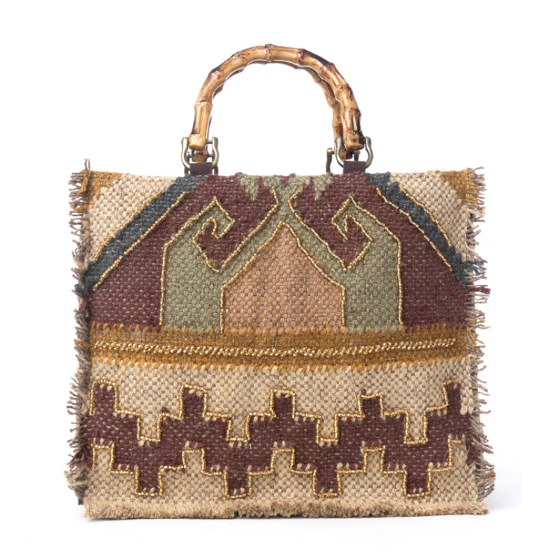 Myra | Desert Loom Jute Tote Bag in Olive Amber *FINAL SALE*