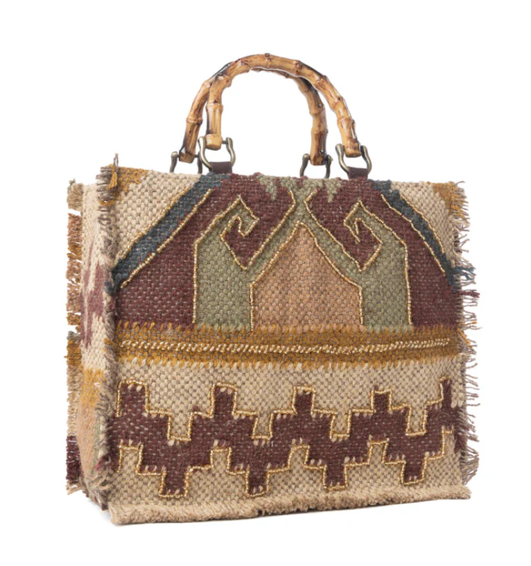 Myra | Desert Loom Jute Tote Bag in Olive Amber *FINAL SALE*