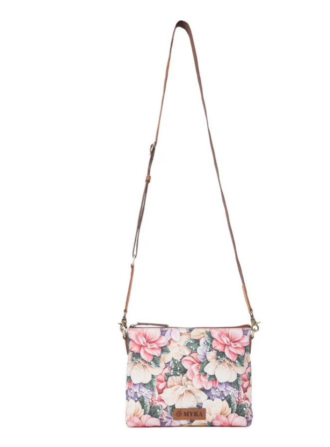 Myra | Wildflower Trail Cotton & Leather Crossbody Bag in Vintage Rose *FINAL SALE*