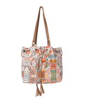 Myra | Southern Bloom Cotton & Leather Bucket Bag in Clay Blossom *FINAL SALE*