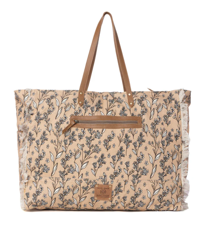 Myra | Brookside Cotton & Leather Weekender Bag in Warm Tan *FINAL SALE*