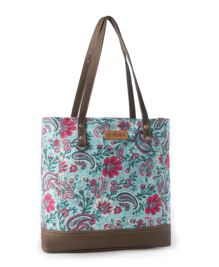 Myra | Pink Paisley Upcycled Canvas Tote Bag in Pink & Blue *FINAL SALE*