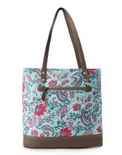 Myra | Pink Paisley Upcycled Canvas Tote Bag in Pink & Blue *FINAL SALE*